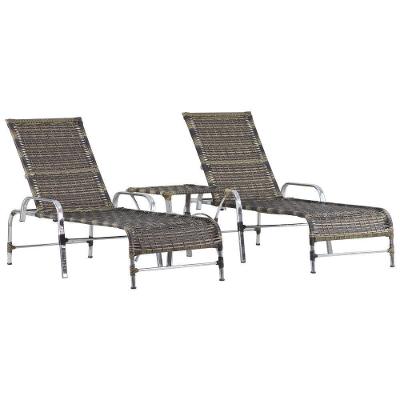 Kit 2 Espreguiçadeiras Catar Mesa Confortável Garden Trama Cappuccino