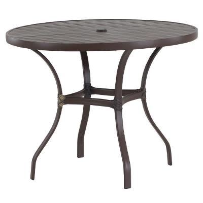 Mesa Com Tampo Ripado Roma Alumínio Para Cozinha Trama Marrom