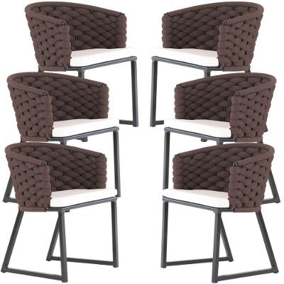 Kit 6 Cadeiras Bali Alumínio Em Tricô Náutico Trama Original Marrom