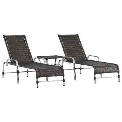 Kit 2 Espreguiçadeiras Catar Mesa Confortável Garden Trama Pedra Ferro