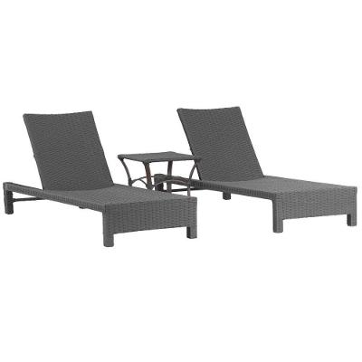 2 Espreguiçadeiras Grécia E Corda Náutica Com Mesa Trama Prata