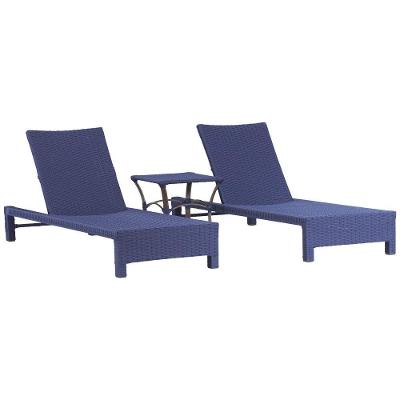 2 Espreguiçadeiras Grécia E Corda Náutica Com Mesa Trama Azul Marinho