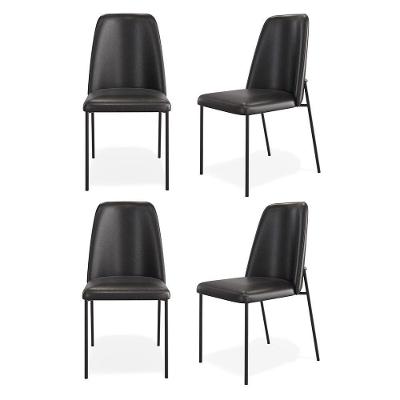 Kit 04 Cadeiras Sala De Jantar Lior Com Encosto Estofado Base Preta Couríssimo Preto - Desk Design