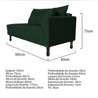 Kit Diva Recamier Azura 185cm Lado Esquerdo e 02 Poltronas Classic Suede Verde