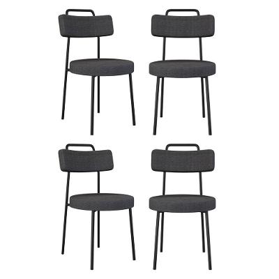 Kit 04 Cadeiras Sala De Jantar Kobe Estofada Com Encosto Linho Grafite - Desk Design