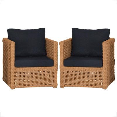 2 Poltronas Madri Alumínio Corda Náutica Estofado 12 Trama Terra Cota