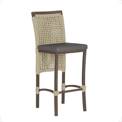 Banqueta Em Alumínio Roma Marrom Corda Náutica Tecido 11 Rami