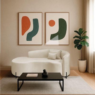 Divã Recamier Curvo Sala De Estar Recepção Inglaterra 150cm Pés Metal Dourado Lado Esquerdo Linho Cor Bege