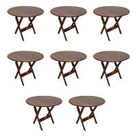 Kit 8 Mesas Dobráveis De Madeira Redonda 90cm Imbuia Cor: Marrom - 1