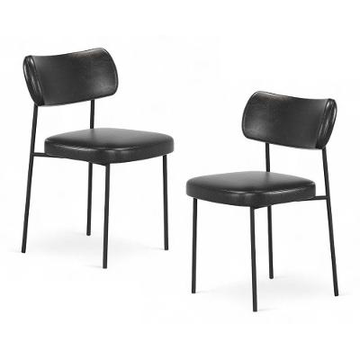 Kit 02 Cadeiras Sala De Jantar Lila Estofada Com Encosto Couríssimo Preto - Desk Design