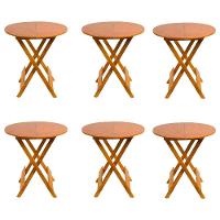 Kit 6 Mesas Redondas Dobráveis Em Madeira Maciça 70X70 Mel Ideal Para Bares E Restaurantes - 1