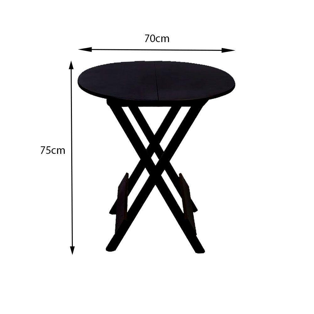 Kit 6 Mesas Redondas Dobráveis Em Madeira Maciça 70X70 Preto Ideal Para Bares E Restaurantes - 2