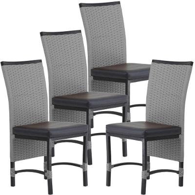 4 Cadeira Corda Náutica Saia Longa Cozinha área Edícula Prata