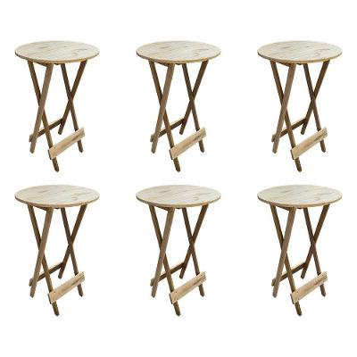 Kit 6 Mesas Bistrô De Madeira Dobrável Para Restaurante - Sem Pintura / Crua