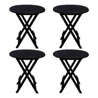 Kit 4 Mesas Redondas Dobráveis Em Madeira Maciça 70X70 Preto Ideal Para Bares E Restaurantes - 1