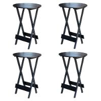 Kit 4 Mesas De Madeira Bistrô Dobravel Preto - Preto - 1