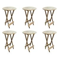 Kit 6 Mesas Bistrô Dobraveis Em Madeira Padrão - Sem Pintura / Crua - Marrom - 1