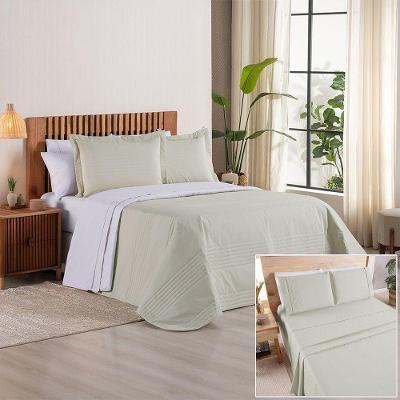 Kit Cobre Leito + Jogo De Cama Premier Queen 7 Peças Hipercal 200 Fios 80% Algodão, 20% Poliéster - Caqui