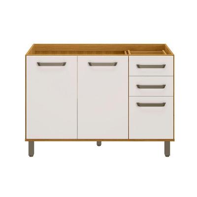 Balcão De Pia 3 Portas 2 Gavetas (sem Tampo) 120cm Criare Freijo Off Acetinado - Ssx Multicoisas