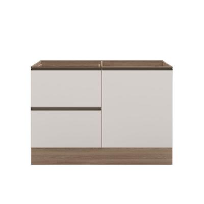 Balcão De Pia Deslocada 1 Portas 3 Gavetas (sem Tampo) 120cm Etna Carvalho Oak Off White - Ssx Multicoisas