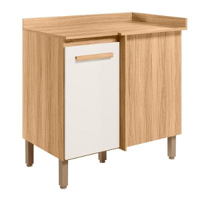 Balcão De Canto 1 Porta (com Tampo) 88cm Intenza - Ssx Multicoisas Freijo-off White Cristal