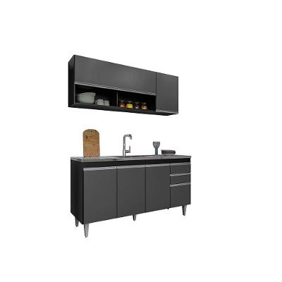 Balcão Gabinete Para Pia 150cm 4 Portas Ayla - Ssx Multicoisas Preto-grafite