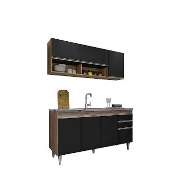 Balcão Gabinete Para Pia 150cm 4 Portas Ayla - Ssx Multicoisas Freijó-preto