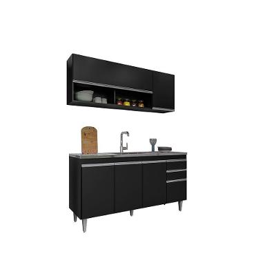 Balcão Gabinete Para Pia 150cm 4 Portas Ayla - Ssx Multicoisas Preto