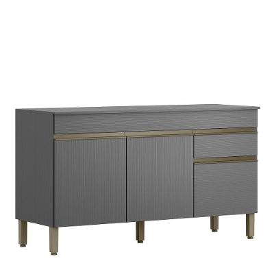 Balcão (com Tampo) 3 Portas 1 Gaveta Line Gris-gris - Ssx Multicoisas
