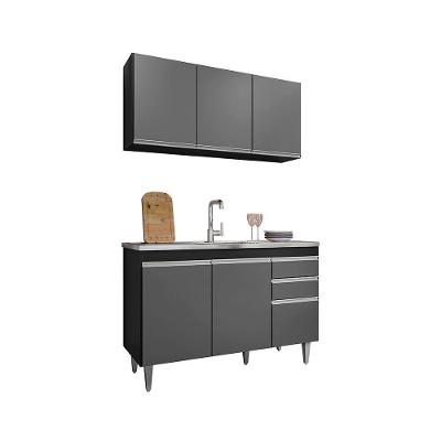 Balcão Gabinete Para Pia 120cm 2 Portas Melissa - Ssx Multicoisas Preto-grafite