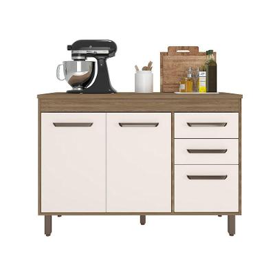 Balcão 3 Portas 2 Gavetas (com Tampo) Barcelona Carvalho Oak Off White - Ssx Multicoisas