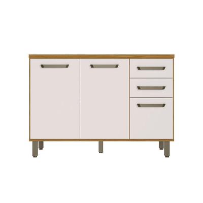 Balcão De Pia 3 Portas 2 Gavetas (com Tampo) 120cm Criare Freijo Off Acetinado - Ssx Multicoisas