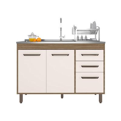 Balcão Para Pia 3 Portas 2 Gavetas (sem Tampo) 120cm Barcelona Carvalho Oak Off White - Ssx Multicoisas