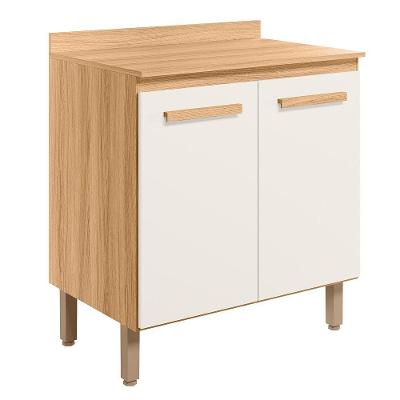 Balcão 2 Portas (com Tampo) 80cm Intenza Freijo-off White Cristal - Ssx Multicoisas