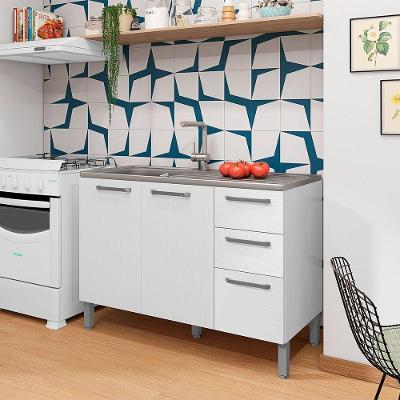 Balcão 120cm (sem Tampo) 3 Portas 2 Gavetas Versalhes Bco-supremo - Ssx Multicoisas