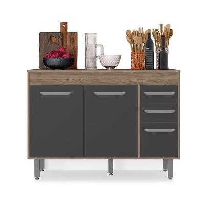 Balcão 3 Portas 2 Gavetas (com Tampo) Barcelona Carvalho Grafite - Ssx Multicoisas