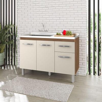 Balcão De Cozinha Sem Tampo 3 Portas 1 Gaveta 120cm Anita - Ssx Multicoisas Savana-off White