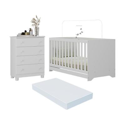 Berço Americano 3 Em 1 Com Colchão Incluso E Cômoda 4 Gavetas Allegra Multimóveis MP4700 Branco