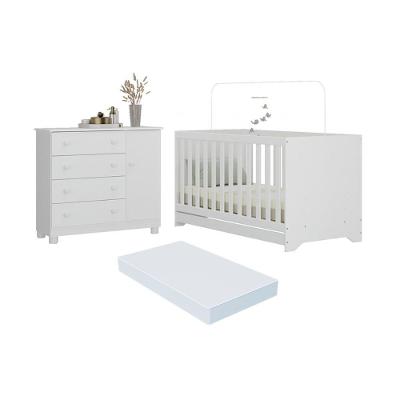 Berço Americano 3 Em 1 Com Colchão Incluso E Cômoda 1 Porta 4 Gavetas Allegra Multimóveis MP4696 Branco
