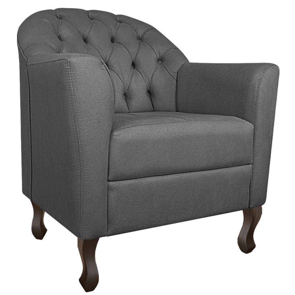 Kit Diva Recamier Diana 130cm Lado Direito e 02 Poltronas Julia Linho Cinza escuro - 4