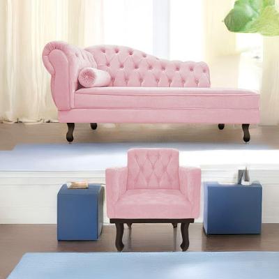 Kit Diva Recamier Diana 140cm Lado Direito e 01 Poltrona Classic Suede Rosa Bebê