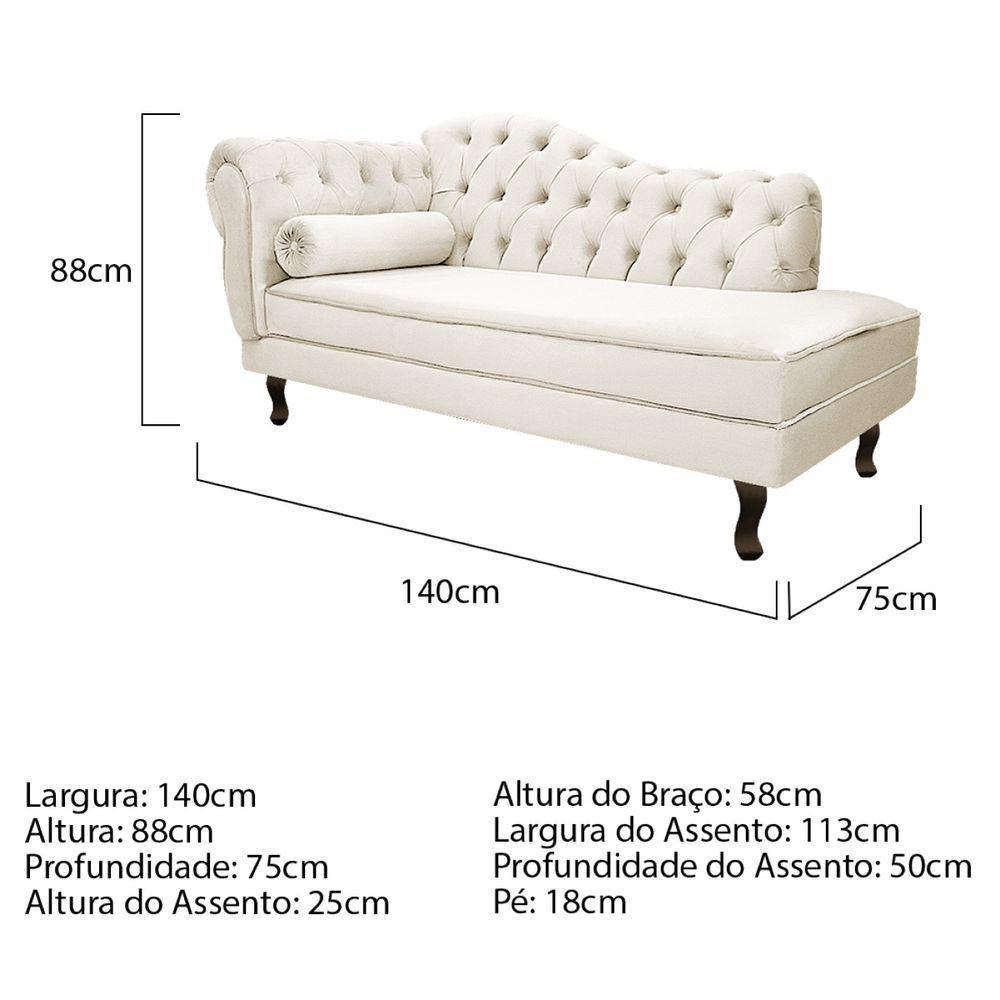 Kit Diva Recamier Diana 140cm Lado Direito e 01 Poltrona Classic Corano Bege - 5