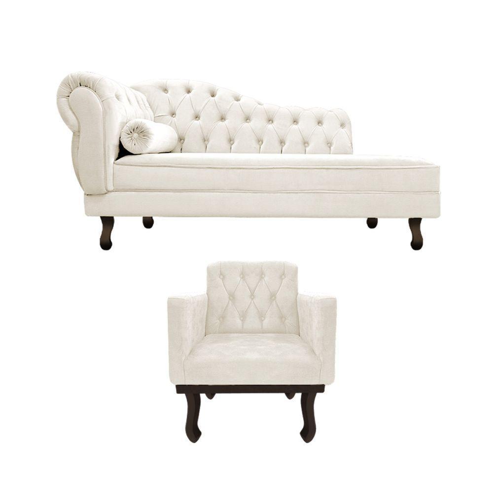 Kit Diva Recamier Diana 140cm Lado Direito e 01 Poltrona Classic Corano Bege - 8