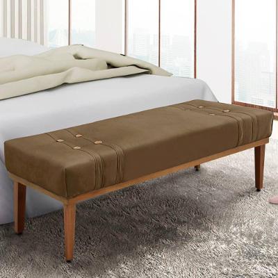 Recamier 1,95m Com Base De Madeira Maciça Em Tecido Suede Gênova - Lucadi caramelo