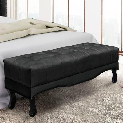 Recamier 0,90m Com Pés Luiz Xv E Acabamento Luxo Em Tecido Suede Vicenza - Lucadi preto