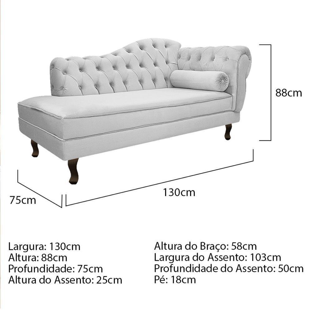 Kit Diva Recamier Diana 130cm Lado Esquerdo e 02 Poltronas Julia Corano Branco - 3