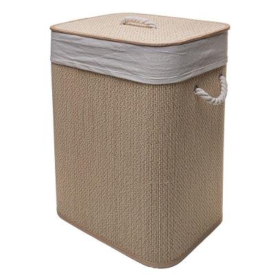 Cesto De Roupa Dobrável De Bambu Com Tampa 40 X 30 X 50 Cm Lyor
