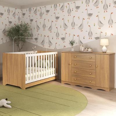 Berço Americano 3 Em 1 Com Cômoda 2 Portas 4 Gavetas Realeza Multimóveis MP4693 Madeirado