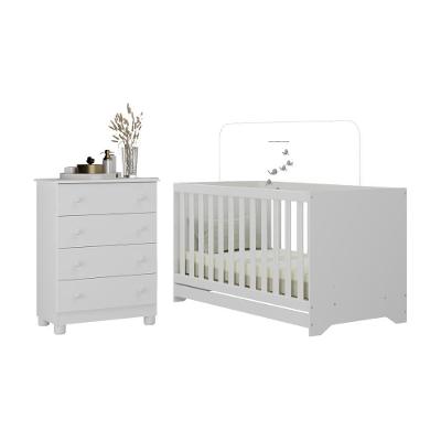 Berço Americano 3 Em 1 Com Cômoda 4 Gavetas Allegra Multimóveis MP4688 Branco