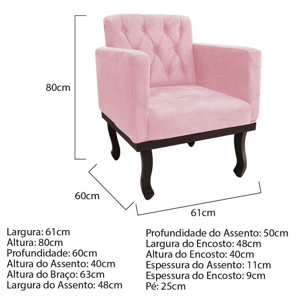 Kit Diva Recamier Diana 130cm Lado Esquerdo e 01 Poltrona Classic Suede Rosa Bebê - 2